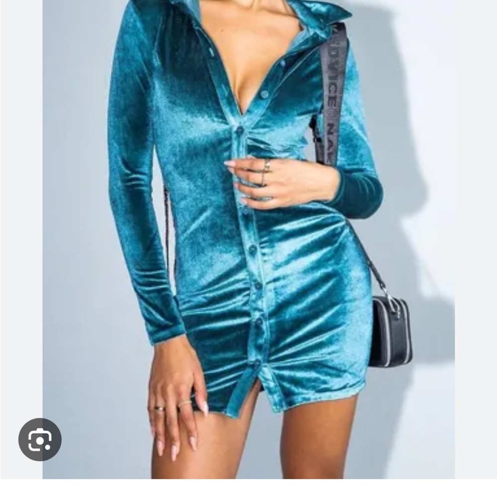 PRINCESS POLLY NAINA MINI DRESS- TEAL
